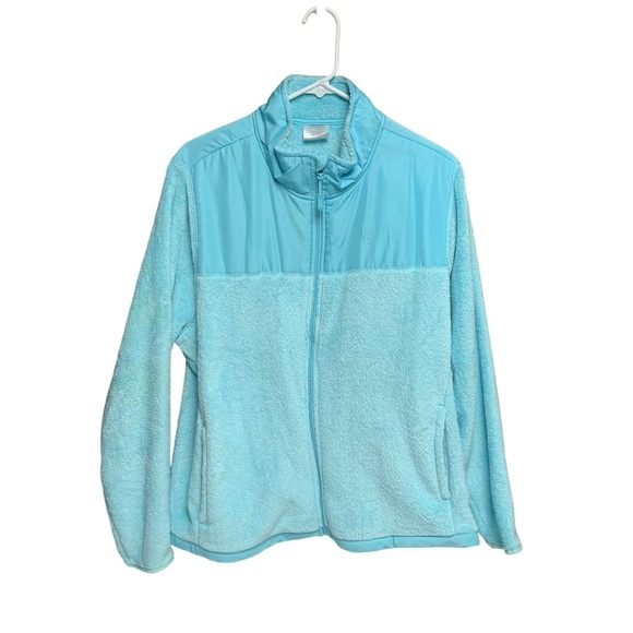 Danskin Now teal luster full zip fuzzy jacket size XXL (20) has pockets - Picture 1 of 8